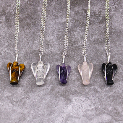 Guardian Angel Pendant from a gemstone – black agate