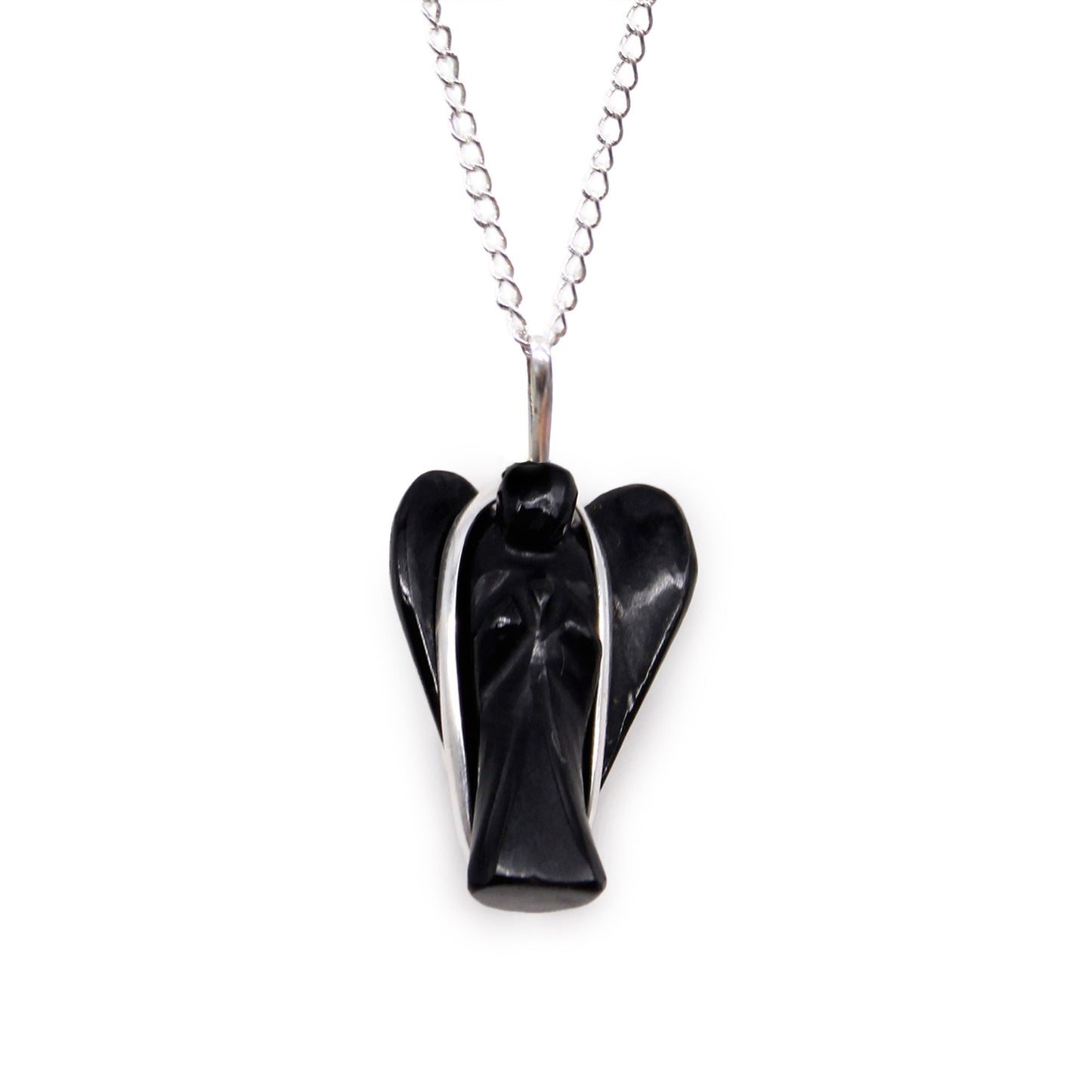 Guardian Angel Pendant from a gemstone – black agate