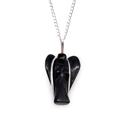 Guardian Angel Pendant from a gemstone – black agate