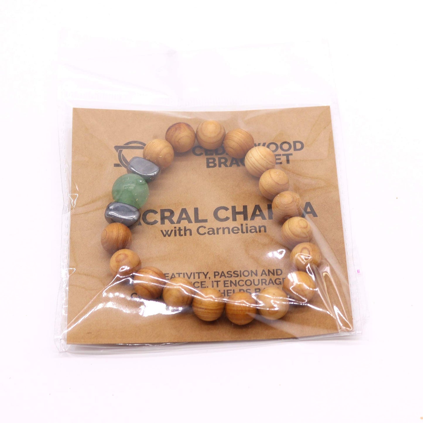 Cedarwood bracelet for the sacral chakra with aventurine