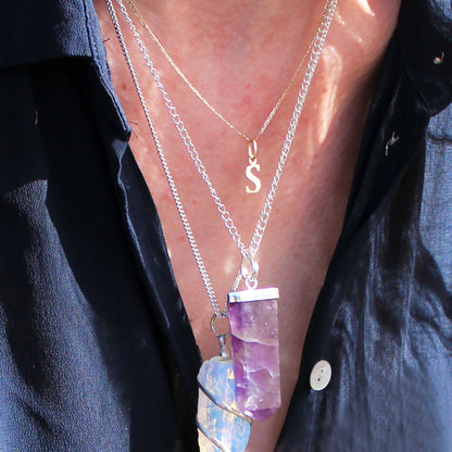 Pendant in the shape of a flat gemstone crystal - tiger's eye.