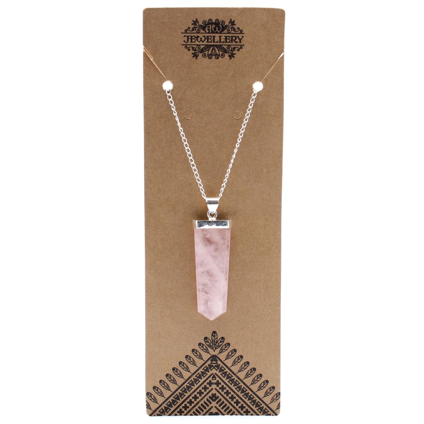 Pendant in the shape of a flat gemstone crystal - rose quartz.