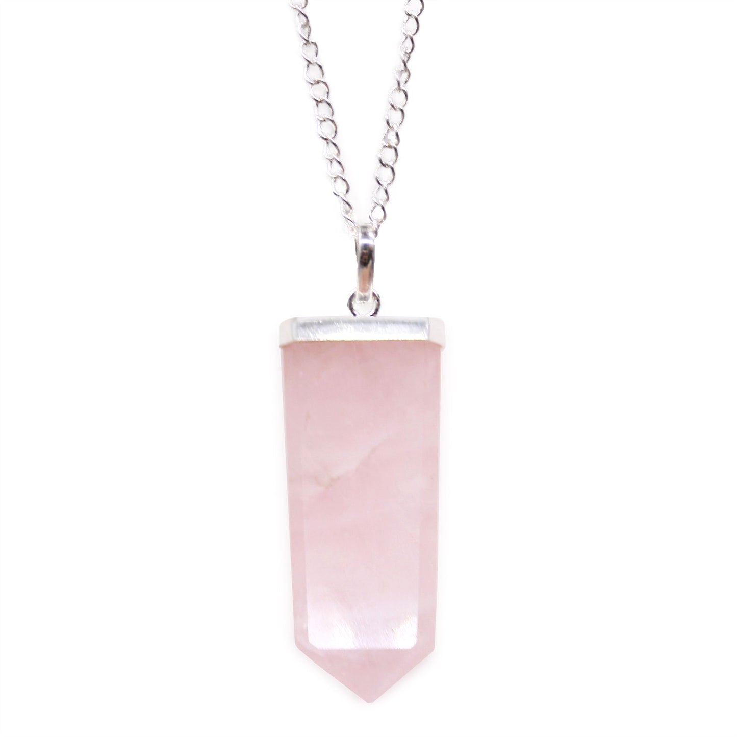 Pendant in the shape of a flat gemstone crystal - rose quartz.
